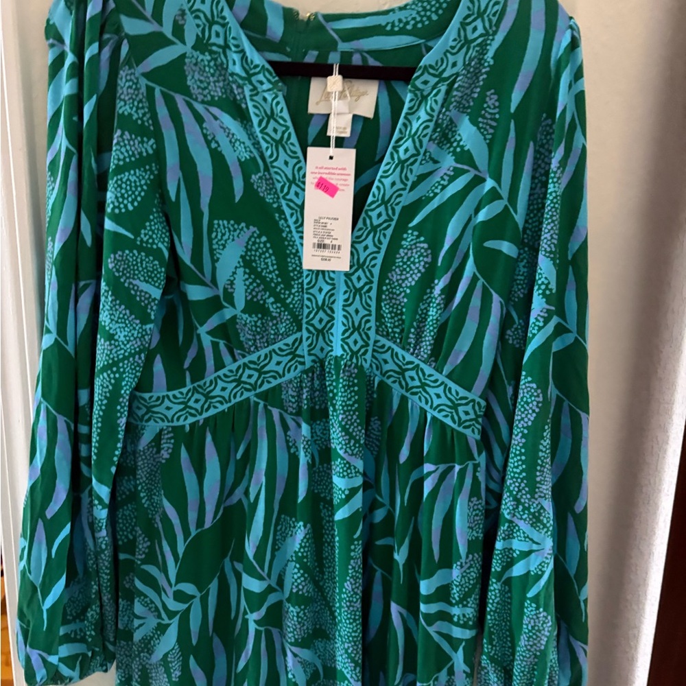 Lilly Pulitzer Tropical Green and  blueMaxi Dress - Picture 9 of 9